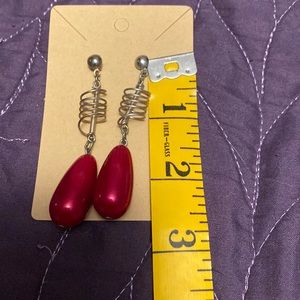Gold and Red Earrings